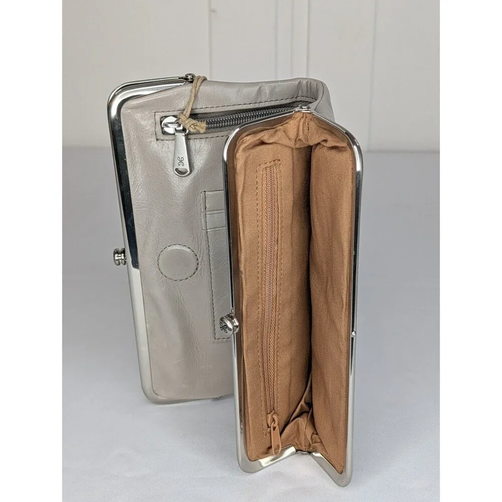 Hobo Lauren Double-Frame Leather Vintage Style Wallet - Driftwood, NWT